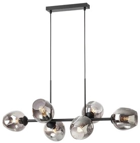 Redo 01-2620 - Csillár zsinóron PIERCE 6xE27/42W/230V fekete/füstös