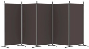 5 paneles barna szövet térelválasztó 433 x 180 cm
