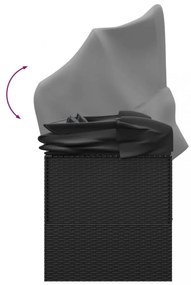 fekete polyrattan kültéri társalgókanapé tetővel és párnákkal