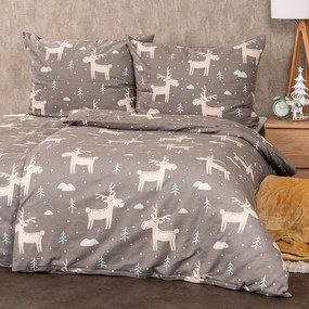 4Home Happy reindeer flanel ágyneműhuzat, 140 x 220 cm, 70 x 90 cm