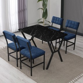 Dubai étkezőgarnitúra, tengerészkék-fekete, 110 cm