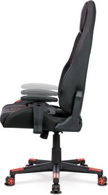 Herní křeslo, houpací mechanismus, černá látka, KA-F07 RED