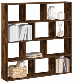 füstös tölgy színű szerelt fa fali kockapolc 12 rekeszes színű