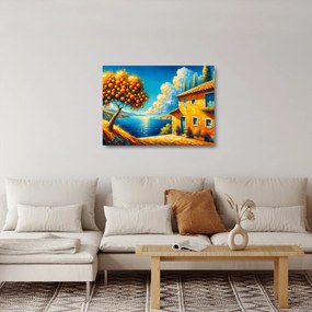 Üveg kép - Ház narancsokkal II. (70x50 cm)
