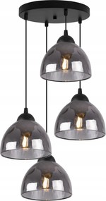 Mennyezeti Lámpa Függeszték Csillár Üveg Grafit Kerek Fekete Díszléc E27