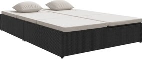 vidaXL fekete polyrattan átalakítható napozóágy párnákkal