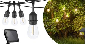 Kültéri szolár dekor égősor, 15 db E27 LED lámpával, 15m