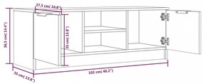 füstös tölgy színű szerelt fa TV-szekrény 102 x 35 x 36,5 cm