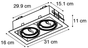 Beépített reflektor fekete AR111 állítható 2-lámpás - Oneon