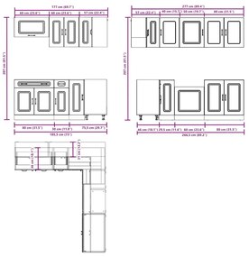 vidaXL 11 darabos konyhaszekrény készlet régi fából készült műfa