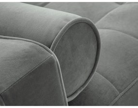 Santo világosszürke kinyitható bársony sarokkanapé, bal oldali - Milo Casa