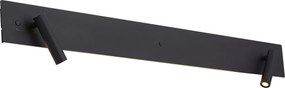 Modern fekete 2-lámpás fali lámpa LED-del, háttérvilágítással és USB-C-vel - Longly