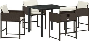 vidaXL Kert étkező szett 5 pcs Barna polirattan
