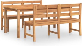 vidaXL 3 részes tömör tíkfa kerti étkezőgarnitúra