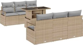 vidaXL Kerti Kanapé Szett 7 pcs Beige és Világosszürke polirattan