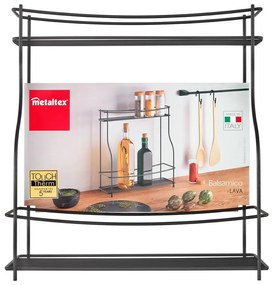Balsamico Lava fekete kétszintes kiegészítő konyhai polc - Metaltex