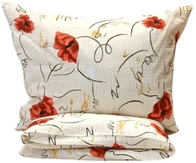 Pipacsok krepp ágyneműhuzat TiaHome - 1x Párna 90x70cm, 1x Paplan 140x200cm