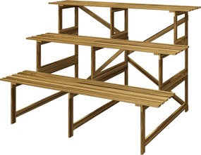 Outsunny 3-szintes növényállvány, összecsukható 78 cm magas virágállvány beltéri és kültéri használatra, fából készült növényszekrény, virágállvány tá