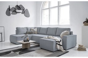 Világosszürke kordbársony kinyitható sarokkanapé (bal oldali-U alakú) Brave Dave – Miuform