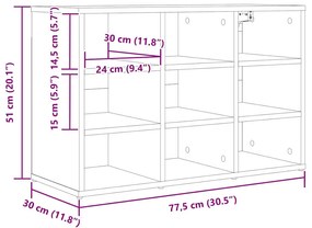 Cipősszekrény polcokkal Beton szürke 77.5 x 30 x 51 cm Faanyag