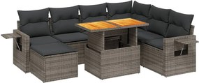 vidaXL 8 részes szürke polyrattan kerti ülőgarnitúra párnákkal