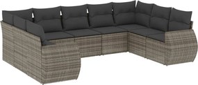 vidaXL 9 részes szürke polyrattan kerti ülőgarnitúra párnákkal