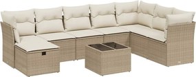 vidaXL 9 részes bézs polyrattan kerti ülőgarnitúra párnákkal