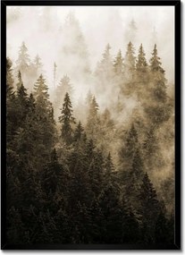 Poszter fekete keretben 50x70 Tájkép Szépia Hegyek Köd