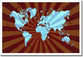 Poszterek keretben 60x40 Kék világtérkép