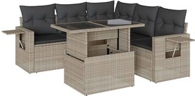 vidaXL 6 részes világosszürke polyrattan kerti ülőgarnitúra párnákkal