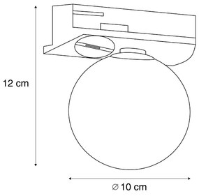 Modern fekete mennyezeti lámpa fehér üveggel 1 fázisú sínrendszerhez - Iconic Perle