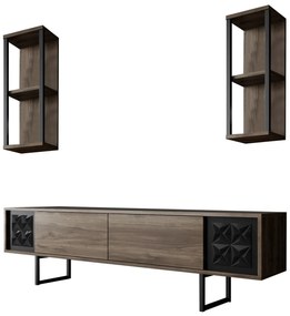 TV szekrény Black Line - Walnut, Black