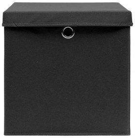4 db fekete fedeles tárolódoboz 28 x 28 x 28 cm