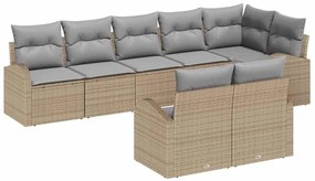 vidaXL Kerti Kanapé Szett 8 pcs Beige és Világosszürke polirattan