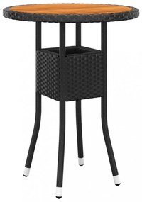 fekete akácfa és polyrattan kerti asztal Ø60 x 75 cm
