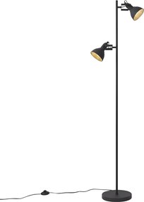 Ipari állólámpa fekete fa 2-lámpás - Jakub