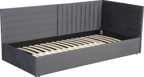 Ágy ágyráccsal, 90x200, szürke Velvet szövet, MEVIA