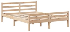 tömör fenyőfa ágykeret fejtámlával 140 x 190 cm
