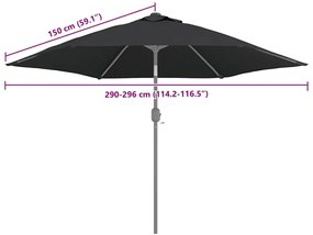 fekete kültéri napernyőponyva 300 cm