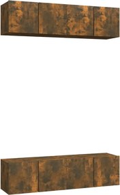 vidaXL 4 db füstös tölgy színű szerelt fa fali TV-szekrény 60x30x30 cm