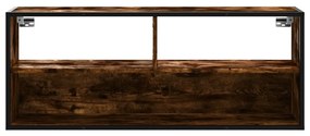 füstös tölgy színű szerelt fa és fém TV-szekrény 100x31x39,5 cm