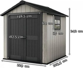 Oakland kerti szerszámos ház, barnás szürke-grafit színben