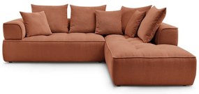 Terrakotta színű zsenília sarokkanapé (jobb oldali-L alakú) Whesley – Bobochic Paris