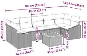 Kertibútor Szett 8 darabos Fekete Rattan és fa Kertibútor szett