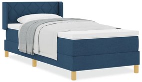 Boxspring ágy matraccal, kék színben, 100 x 200 cm, szövet