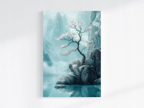 Poszter Keleti Cseresznye Hegyek Türkiz Japán Zen 40x60