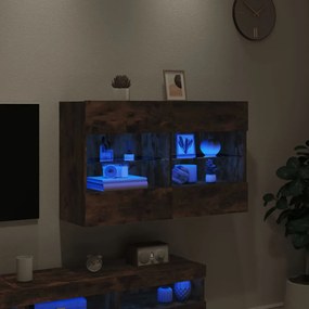 füstös tölgy színű fali TV-szekrény LED-ekkel 98,5x30x60,5 cm