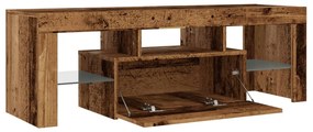 antik fa színű szerelt fa TV-szekrény LED-ekkel 120x36,5x40 cm