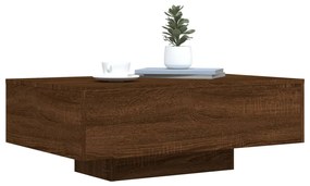 Barna tölgyszínű dohányzóasztal LED-lámpákkal 85 x 55 x 31 cm