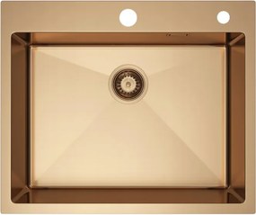 Erga HD, 1 kamrás acél mosogató 600x500x210 mm mosószer adagolóval, rózsaszín arany, ERG-MLS-HD6050Z